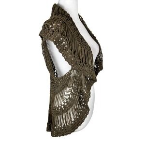 Brown Crochet Top Large Earthy Nature Cottage Indie Forest Fairy Boho Festival